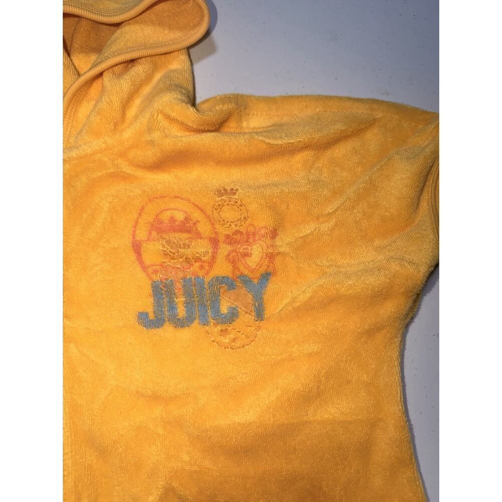 Vnt Y2K 'Juicy Couture' Youth 10- short-sleeve terry cloth logo hoodie Yellow - Picture 4 of 8